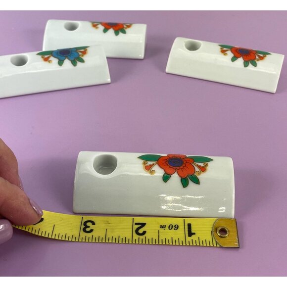 Vintage 70s mini candle holders, porcelain, West Germany Funny Design, set of 4 - Picture 5 of 9